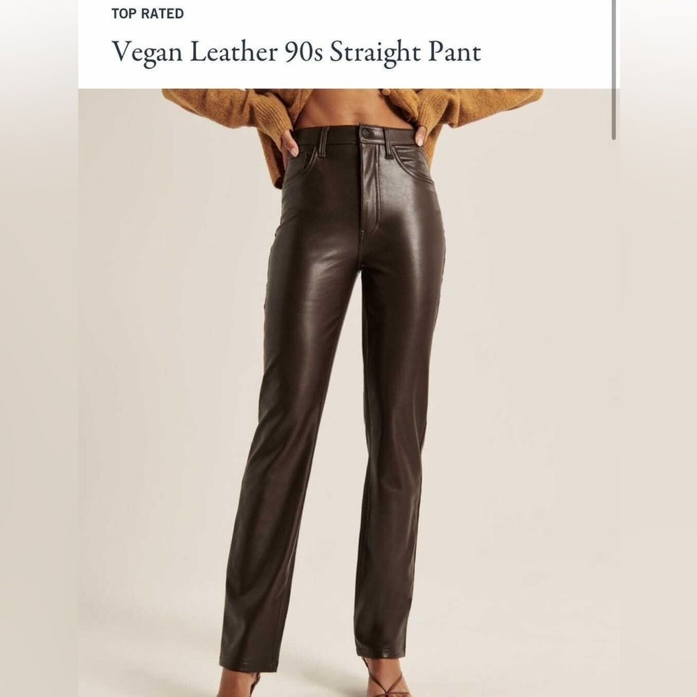 Vegan Leather 90s Straight Pant - Dark Brown